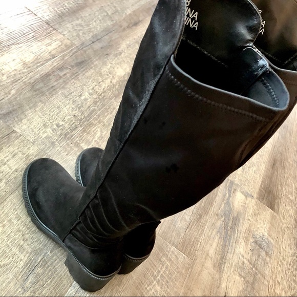 Black Faux Suede Knee Boots - Picture 9 of 9